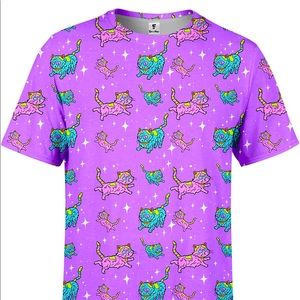 Neon Space Cat Drip T Shirt Xxl in Neon Purple
